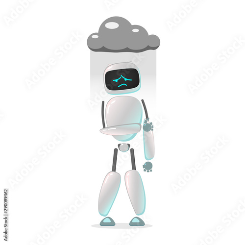 RPA. Funny white robot in different comic situations and moods. Modern technologists of the invention of the future, artificial intelligence. robotics and bots