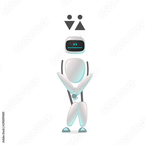 RPA. Funny white robot in different comic situations and moods. Modern technologists of the invention of the future, artificial intelligence. robotics and bots