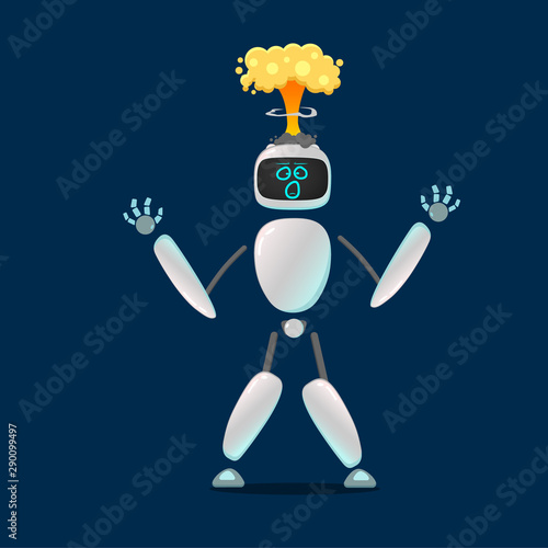 RPA. Funny white robot in different comic situations and moods. Modern technologists of the invention of the future, artificial intelligence. robotics and bots