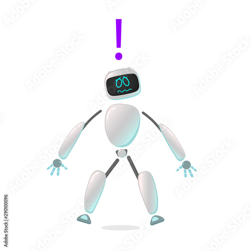 RPA. Funny white robot in different comic situations and moods. Modern technologists of the invention of the future, artificial intelligence. robotics and bots