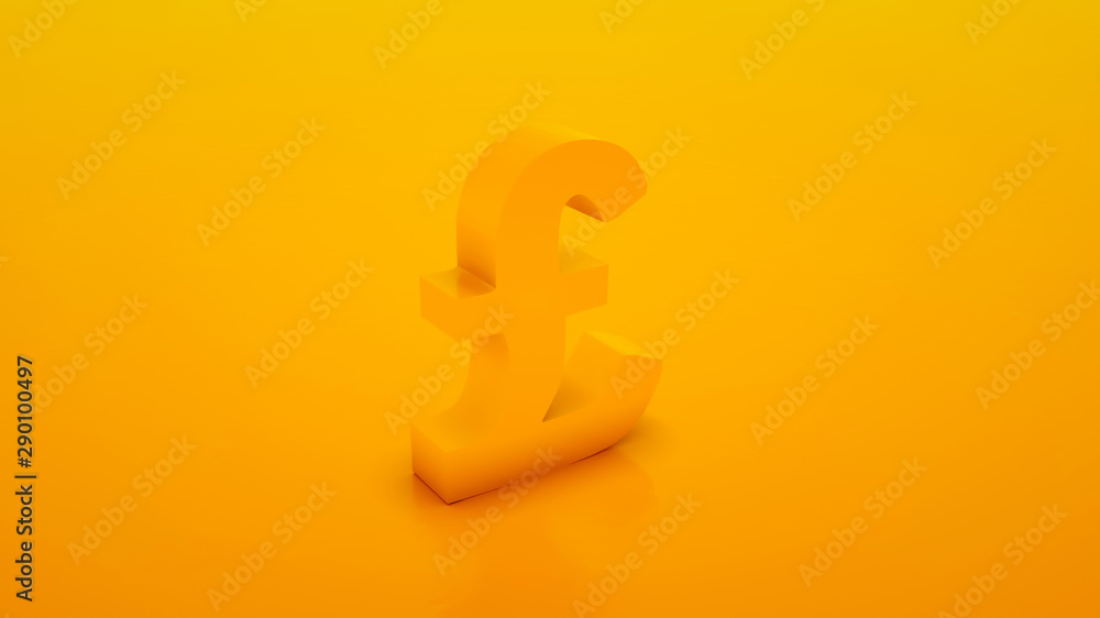 Fototapeta premium Pound symbol isolated on yellow color background. 3d illustration