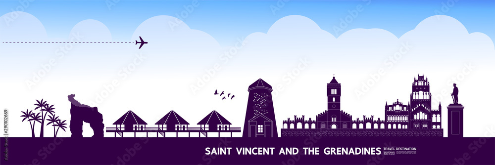 Obraz premium Saint Vincent and the Grenadines travel destination grand vector illustration.