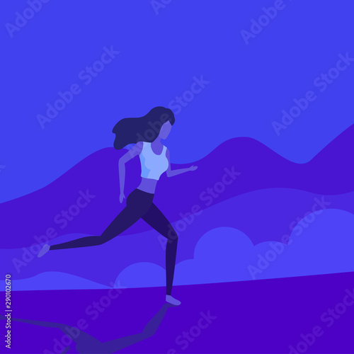 Running girl vector illustration, flat style