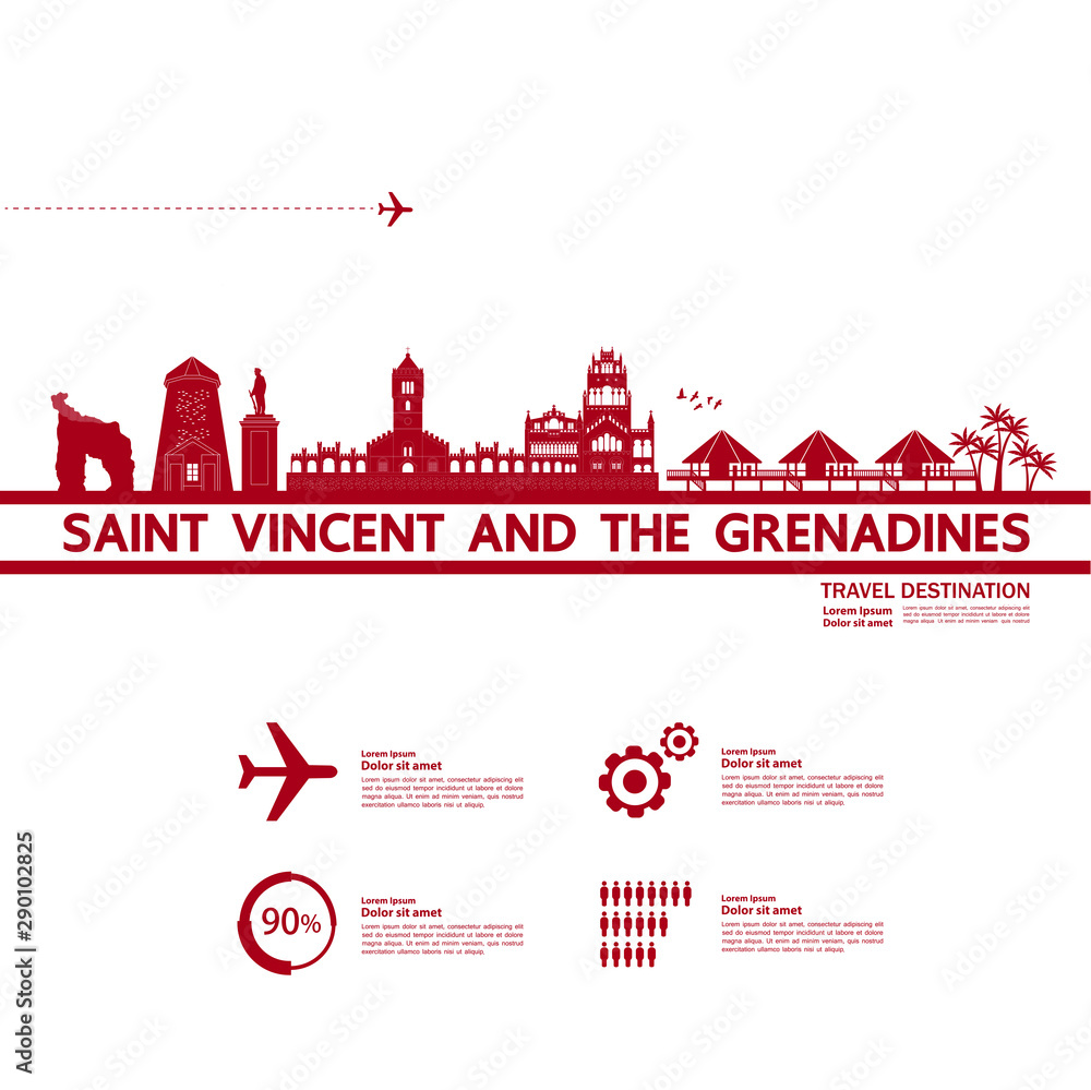 Saint Vincent and the Grenadines travel destination grand vector illustration. Saint Vincent and the Grenadines travel destination grand vector illustration.
