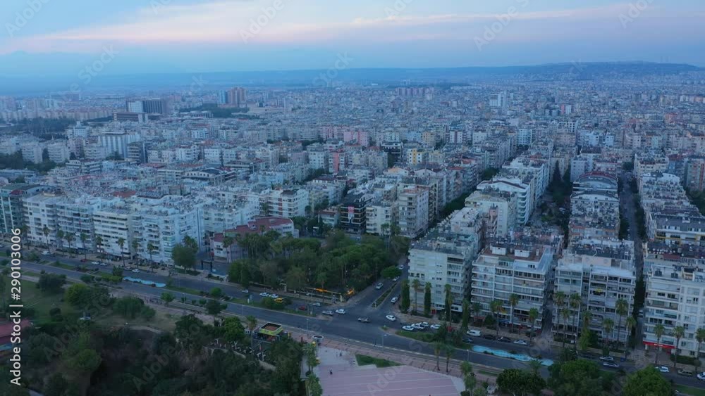 Aerial View Antalya City At Sunset
