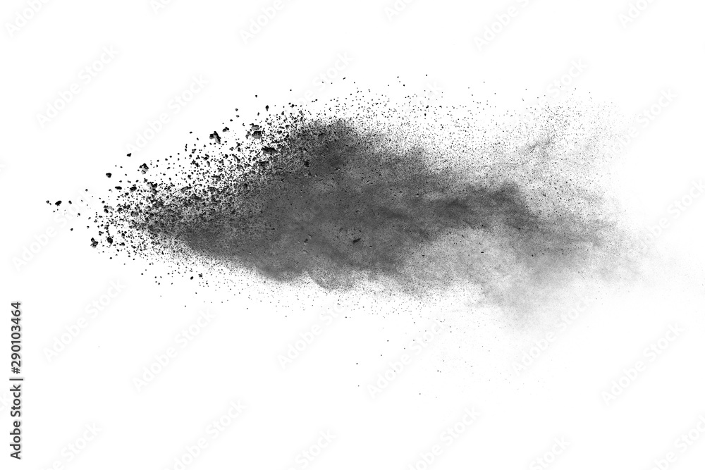 Black powder explosion on white background. Colored cloud. Colorful dust explode. Paint Holi. Black powder explosion on white background. Colored cloud. Colorful dust explode. Paint Holi.
