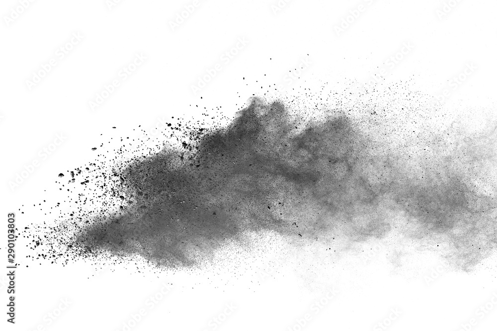 Black powder explosion on white background. Colored cloud. Colorful dust explode. Paint Holi. Black powder explosion on white background. Colored cloud. Colorful dust explode. Paint Holi.