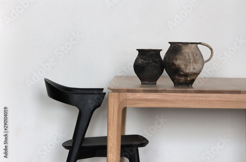 old pots table and chair still life
