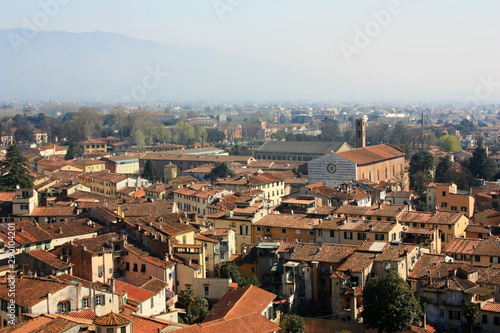 Panorama of the ancient city of Lucca, Italy