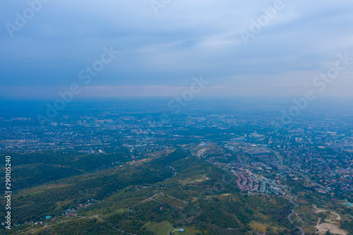 Almaty city from a bird's-eye view. Photo taken from a quadcopter