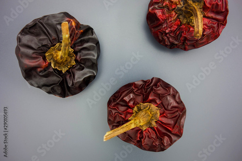 Ñoras, spanish dried peppers on a grey background photo