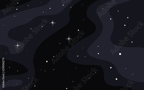 Vector space background. Cute flat style template with Stars in Outer space