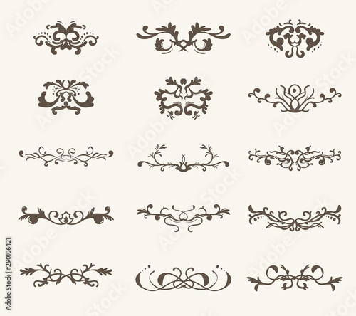 Vector set of decorative elements and line vintage style