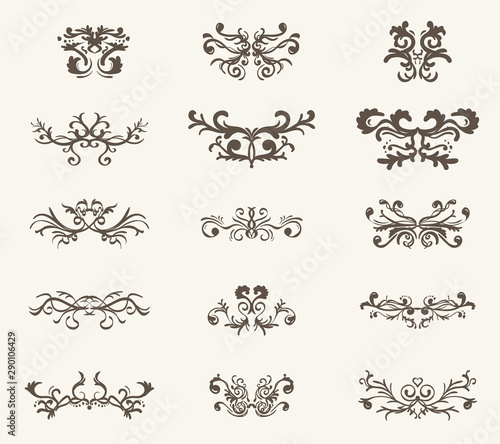 Vector set of decorative elements and line vintage style