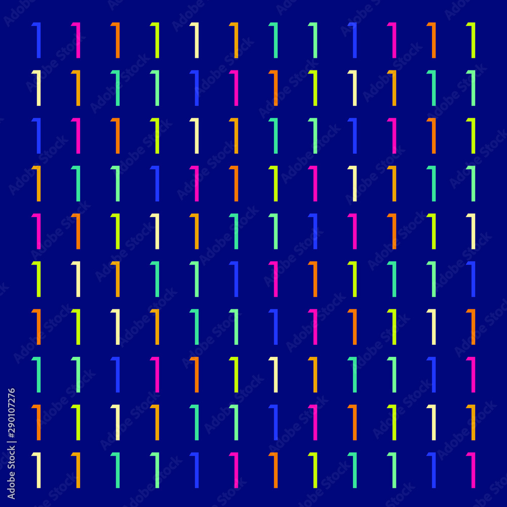 Abstract background of Number repeated. Memphis style. Bright and colorful, 90s style. Vector pattern. Neon colors Abstract background of Number repeated. Memphis style. Bright and colorful, 90s style. Vector pattern. Neon colors