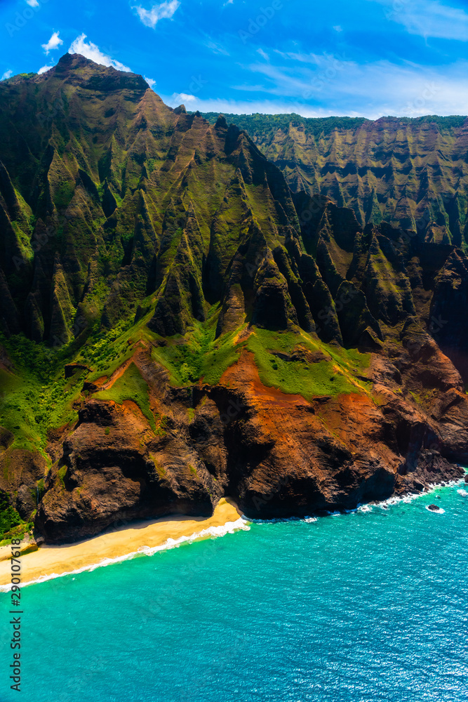 Amazing view of the Nāpali Coast State Wilderness Park in Kauai Island, Hawaii. Amazing view of the Nāpali Coast State Wilderness Park in Kauai Island, Hawaii.
