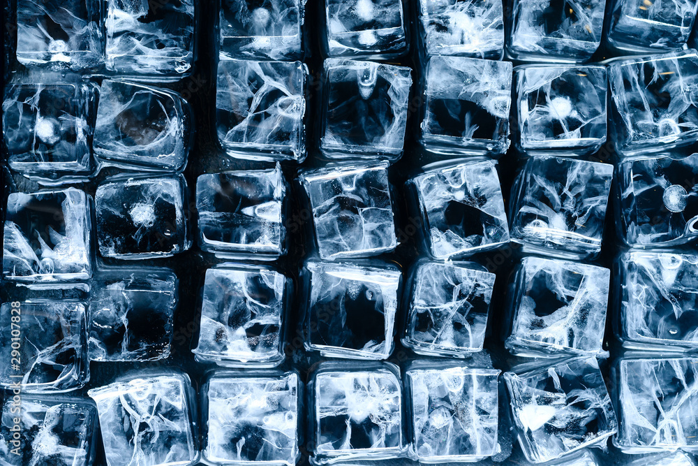 Background of ice cubes close up
