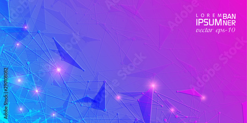 Graphic plexus background.Technology background banner .Abstract geometric connect lines and dots.