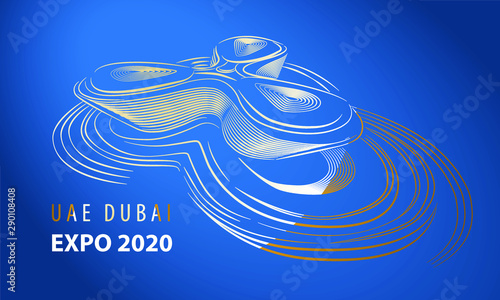 UAE dubai expo 2020 BIG foster partners grimshaw pavilion designboom, A minimal style of Dubai skyline concept in the year 2020, background flat horizontal space banner vector illustration Dubai moder