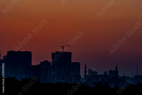 Kuala Lumpur  Malaysia 1 September 2019-silhouette sunset view kuala lumpur