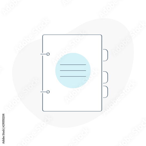 Catalog, telephone directory, handbook, catalog of names, contacts, address directory, targeting auditory, profiles, user guide, rule of use. Flat outline vector illustration on white background.