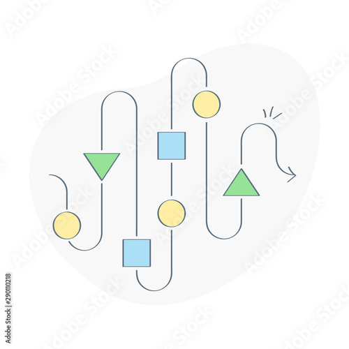 Project roadmap, planning and organizing development process. Block workflow diagram, working algorithm or structure of organization vector icon concept. 