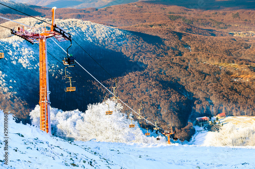 Naousa Greece- view of the lift of the famous ski center 3-5 Pigadia. photo