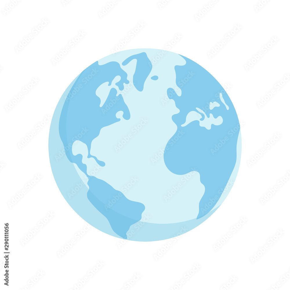 Obraz premium American, European globe Earth map on white background. Flat vector.