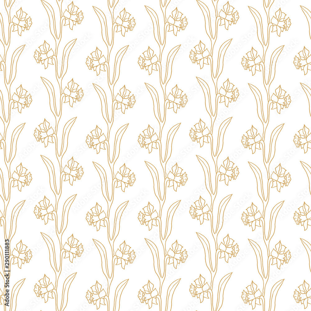 Beautiful seamless pattern with flowers on a white isolated background. Design suitable for fabric, wallpaper, wrapping paper, posters. Beautiful seamless pattern with flowers on a white isolated background. Design suitable for fabric, wallpaper, wrapping paper, posters.