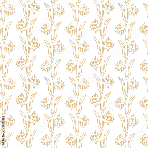 Beautiful seamless pattern with flowers on a white isolated background. Design suitable for fabric, wallpaper, wrapping paper, posters.