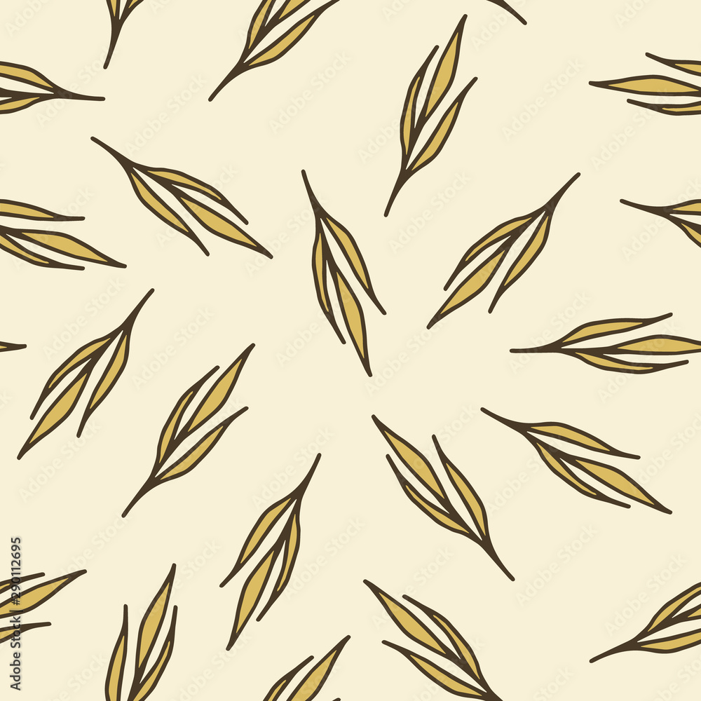 Seamless background pattern with leaf, plants, grass. Hand draw botanic vector stock illustration, EPS 10. Seamless background pattern with leaf, plants, grass. Hand draw botanic vector stock illustration, EPS 10.