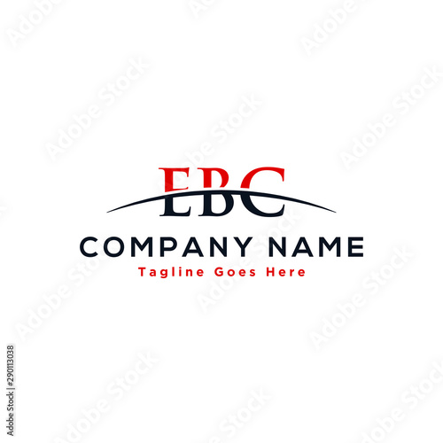Initial letter EBC, overlapping movement swoosh horizon logo design inspiration in red and dark blue color vector photo
