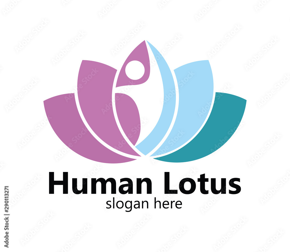 Fototapeta premium Lotus people logo vector design template