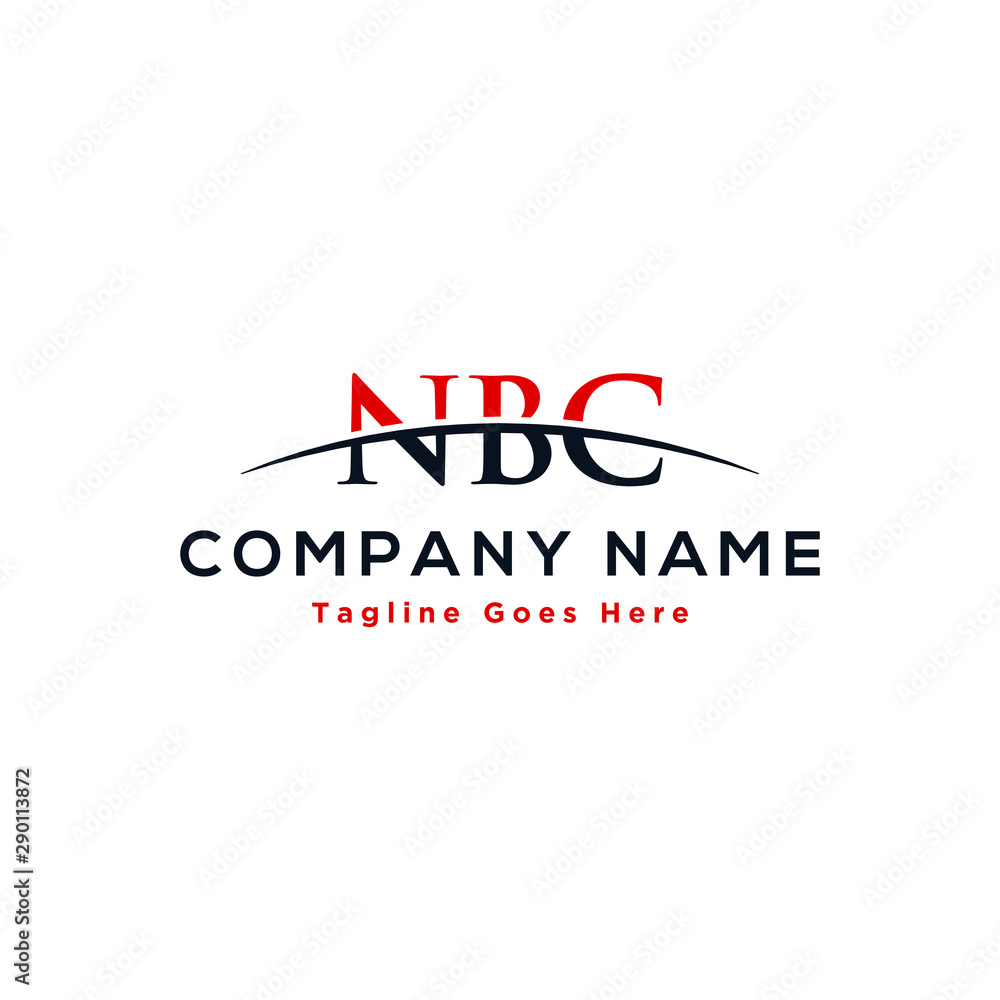 Initial letter NBC, overlapping movement swoosh horizon logo design inspiration in red and dark blue color vector