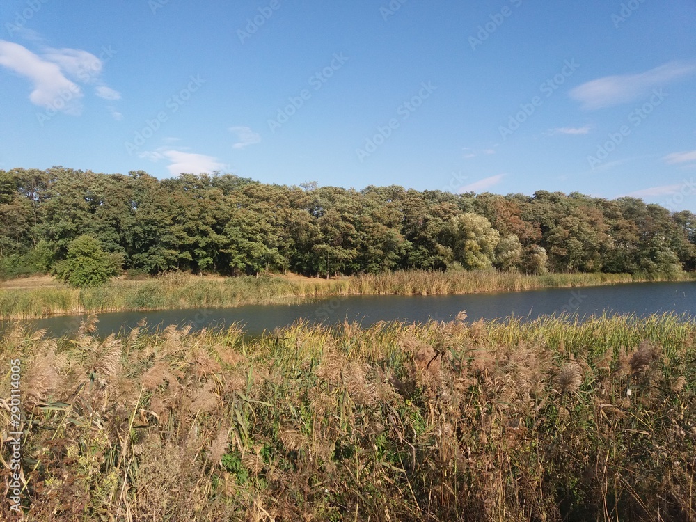 Landskape.lake.nature.blue.water.sky.
