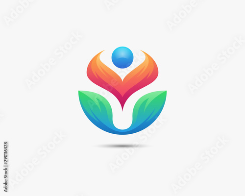 People meditation logo shape template