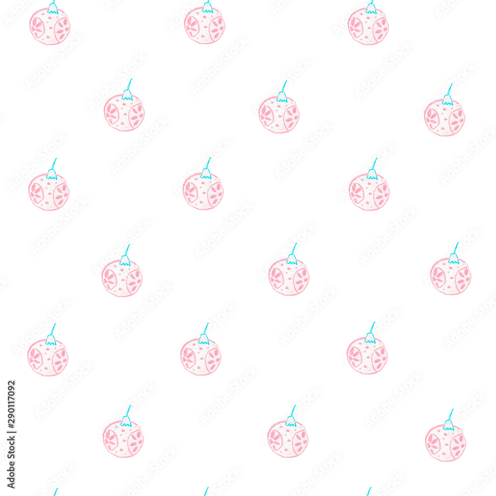 Seamless pattern in blue and pink colors. An ornament from the Christmas tree decoration drawn with the wax crayons. Seamless pattern in blue and pink colors. An ornament from the Christmas tree decoration drawn with the wax crayons.
