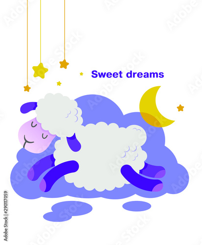 little sheep in a cloud of sweet dreams