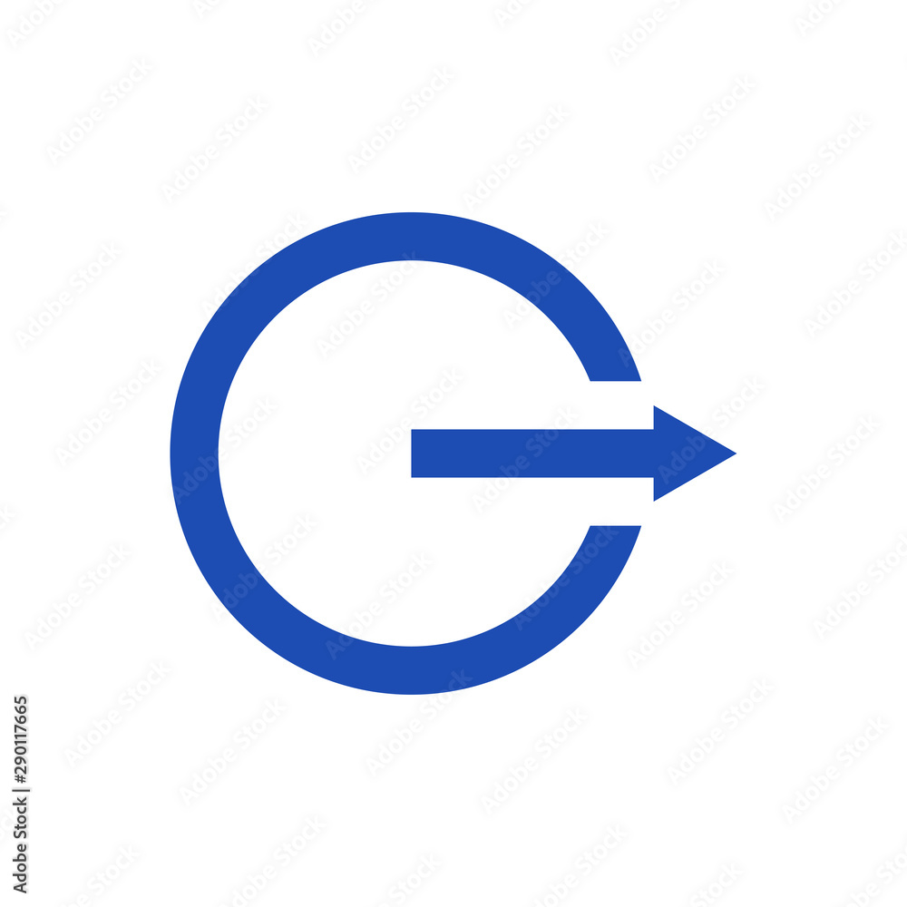 Circle and right arrow icon on white background. Circle and right arrow icon on white background.