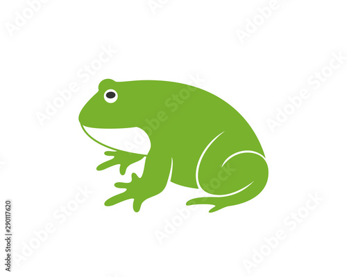 Green frog logo. Abstract frog on white background