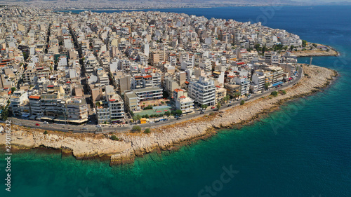 Aerial drone photo of famous seaside area of Piraeus - Piraiki or Freatida, Attica, Greece photo