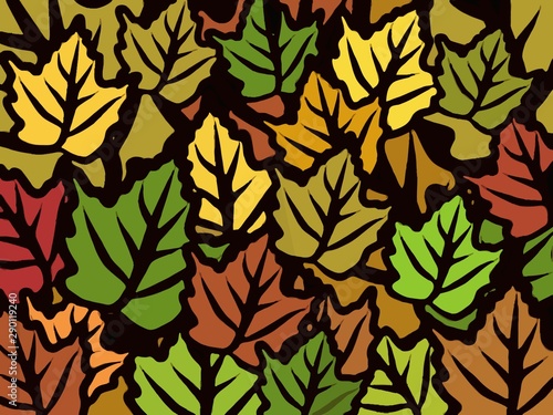 modern overlapping autumn leaf design in bold colors