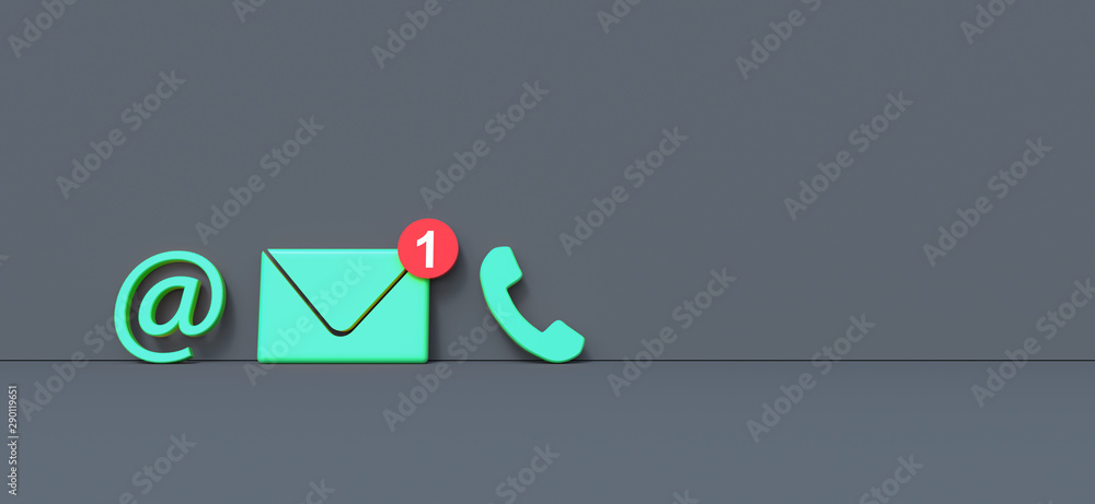 Contact icons leaning against a wall for hotline and service concept Contact icons leaning against a wall for hotline and service concept