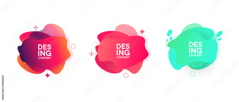 Set of abstract modern graphic banners. Liquid shape colorful elements. Fluid background with Gradient. Template for your design, logo, flyer or presentation