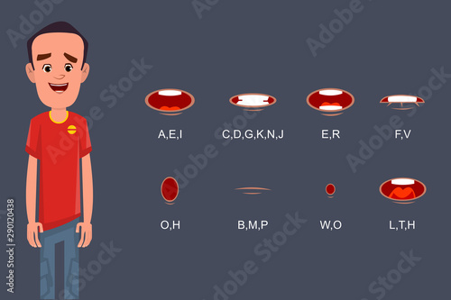 Lip sync collection for cartoon character animation or motion design