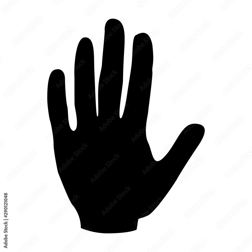 Palm silhouette. Black hands icon on a white background. Vector illustration Palm silhouette. Black hands icon on a white background. Vector illustration