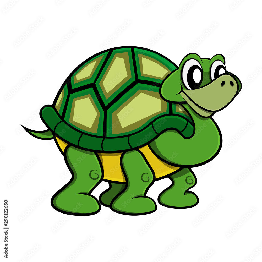 Adorable Big and Fat Tortoise walking slow Cartoon Vector Stock Vector |  Adobe Stock