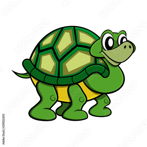 Adorable Big and Fat Tortoise walking slow Cartoon Vector
