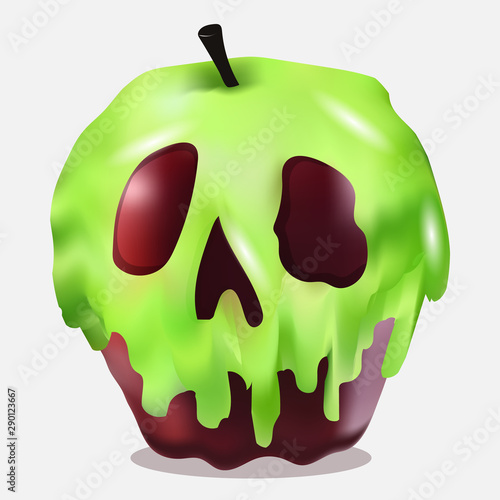 Poison apple for halloween. Vector art