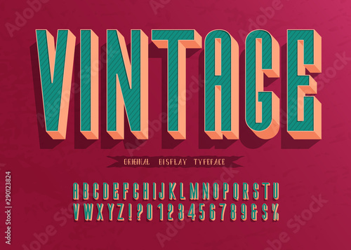 3d vector vintage font and Condensed Alphabet.